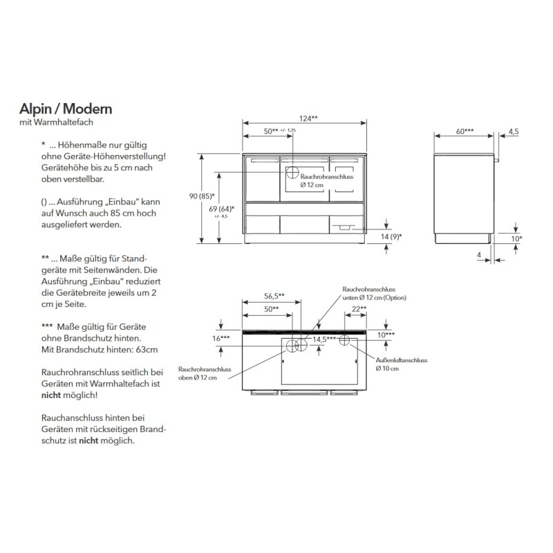 Küchenherd Lohberger Dachstein - Modern mit Warmhaltefach - 6 kW