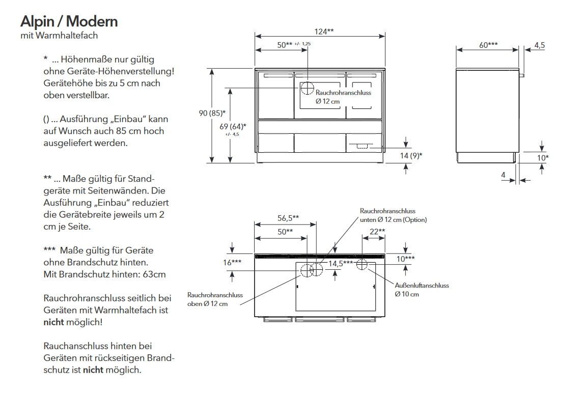 Küchenherd Lohberger Dachstein - Modern mit Warmhaltefach - 6 kW