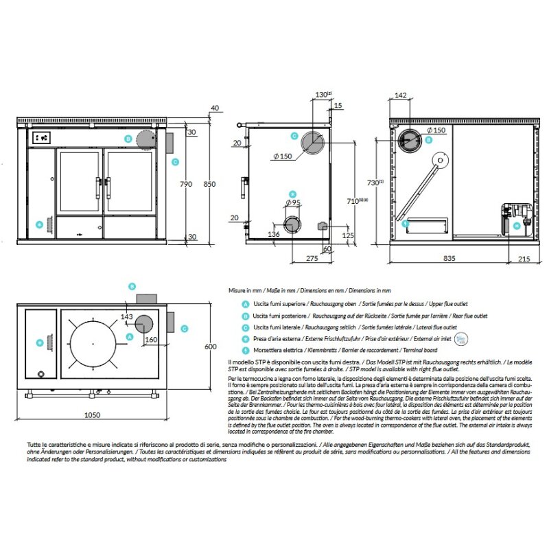 Zentralheizungsherd Rizzoli - Serie STP mit Backofen - Classica - 30 kW