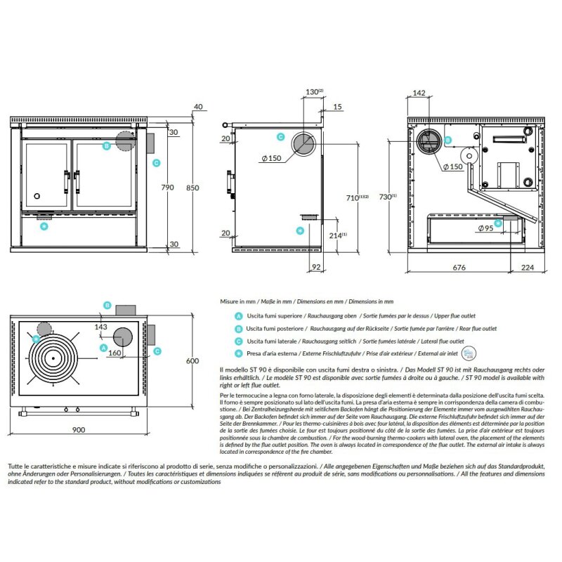 Zentralheizungsherd Rizzoli - Serie ST mit Backofen - ST 90 B - Classica - 10,5 kW