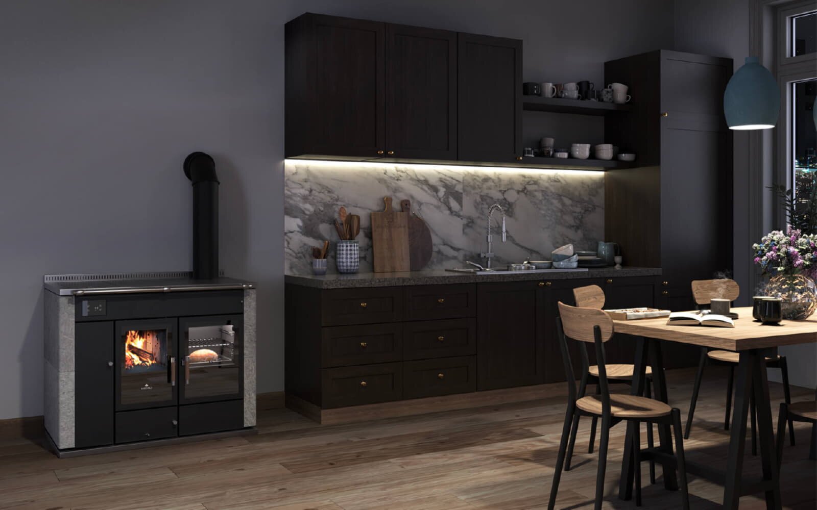 Zentralheizungsherd Rizzoli - Serie STP mit Backofen - Rustik - 30 kW