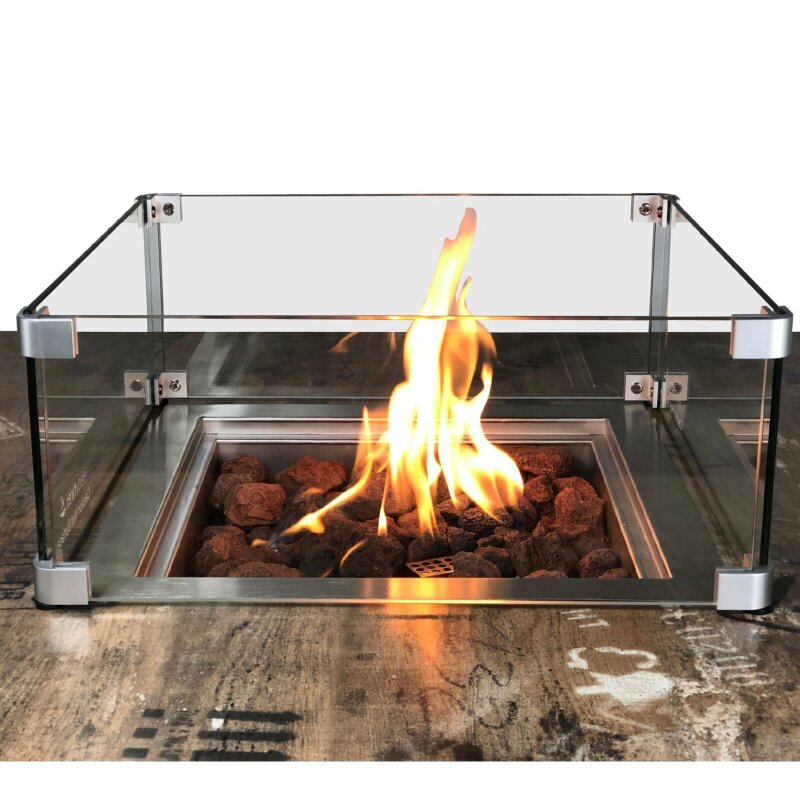 Firestar Einbau-Brenner Set - eckig - Gasbrenner und Glasaufsatz