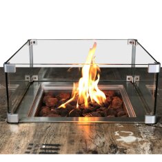 Firestar Einbau-Brenner Set - eckig - Gasbrenner und Glasaufsatz