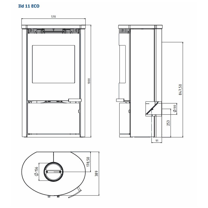 Kaminofen ILD 11 Eco Serpentinstein - 6,5 kW - Schwarz