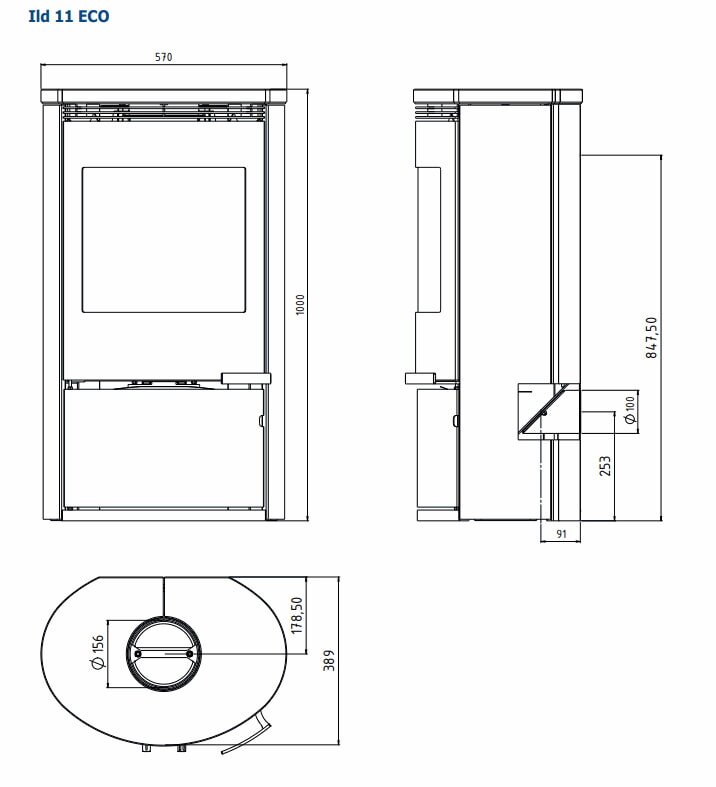 Kaminofen ILD 11 Eco Serpentinstein - 6,5 kW - Schwarz