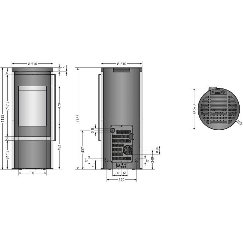 wassergeführter Pelletofen Oranier Carus Aqua 2.0 - 10 kW