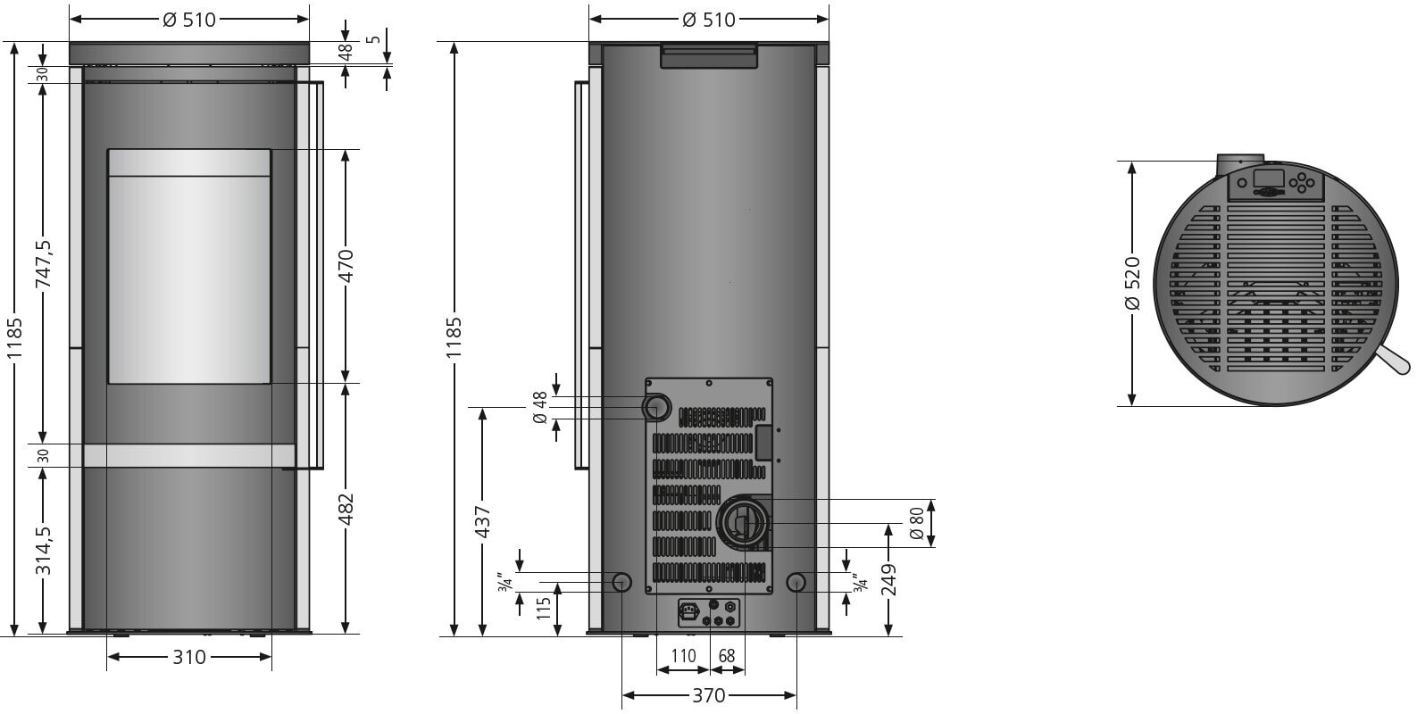 wassergeführter Pelletofen Oranier Carus Aqua 2.0 - 10 kW