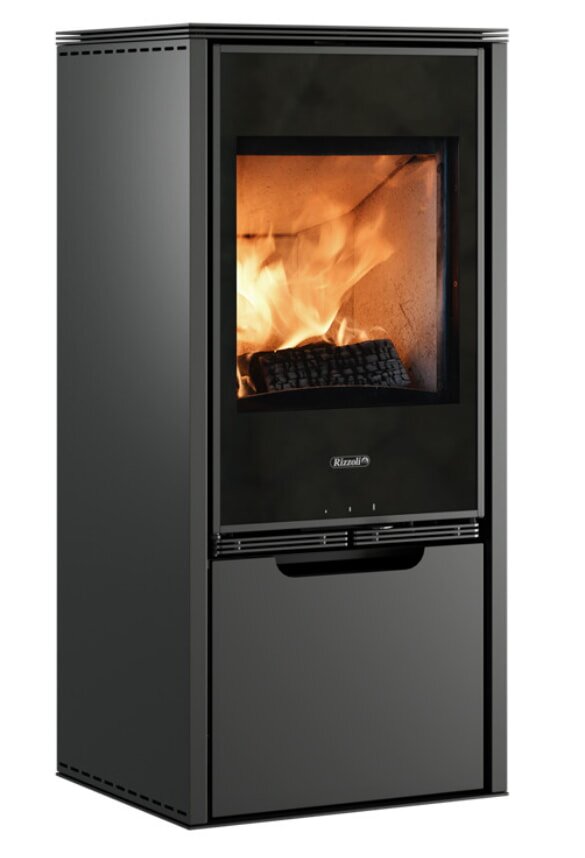 Kaminofen Rizzoli - Serie X Line - Basic - 7,7 kW - Schwarz lackiert