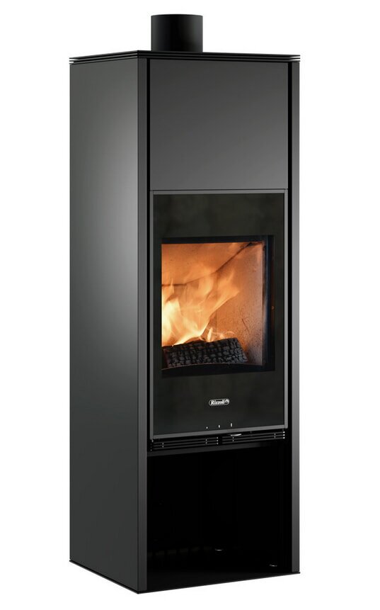 Kaminofen Rizzoli - Serie X Line - Plus - 7,7 kW - Schwarz lackiert