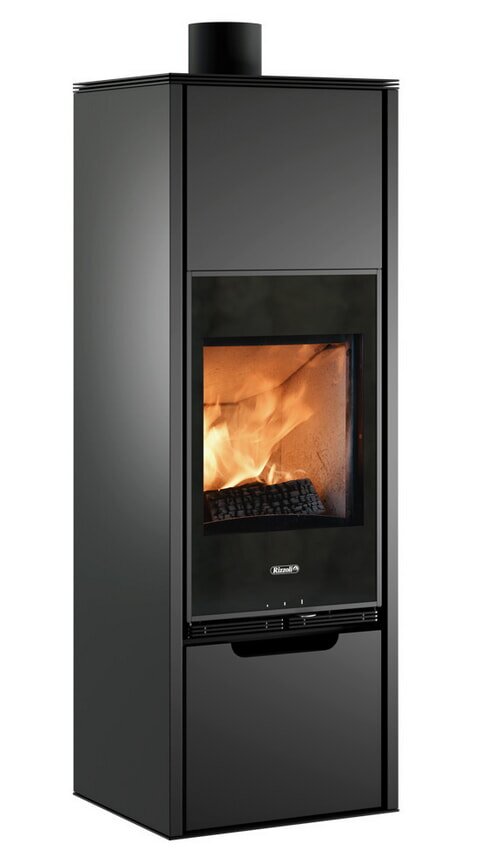 Kaminofen Rizzoli - Serie X Line - Plus - 7,7 kW - Schwarz lackiert