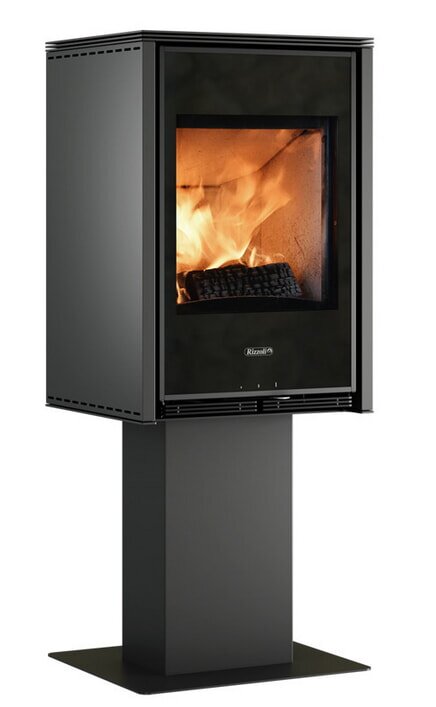 Kaminofen Rizzoli - Serie X - Vision - 7,7 kW - Schwarz lackiert
