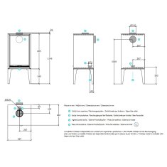 Kaminofen Rizzoli - Serie X - Dateo - 7,7 kW - Schwarz lackiert