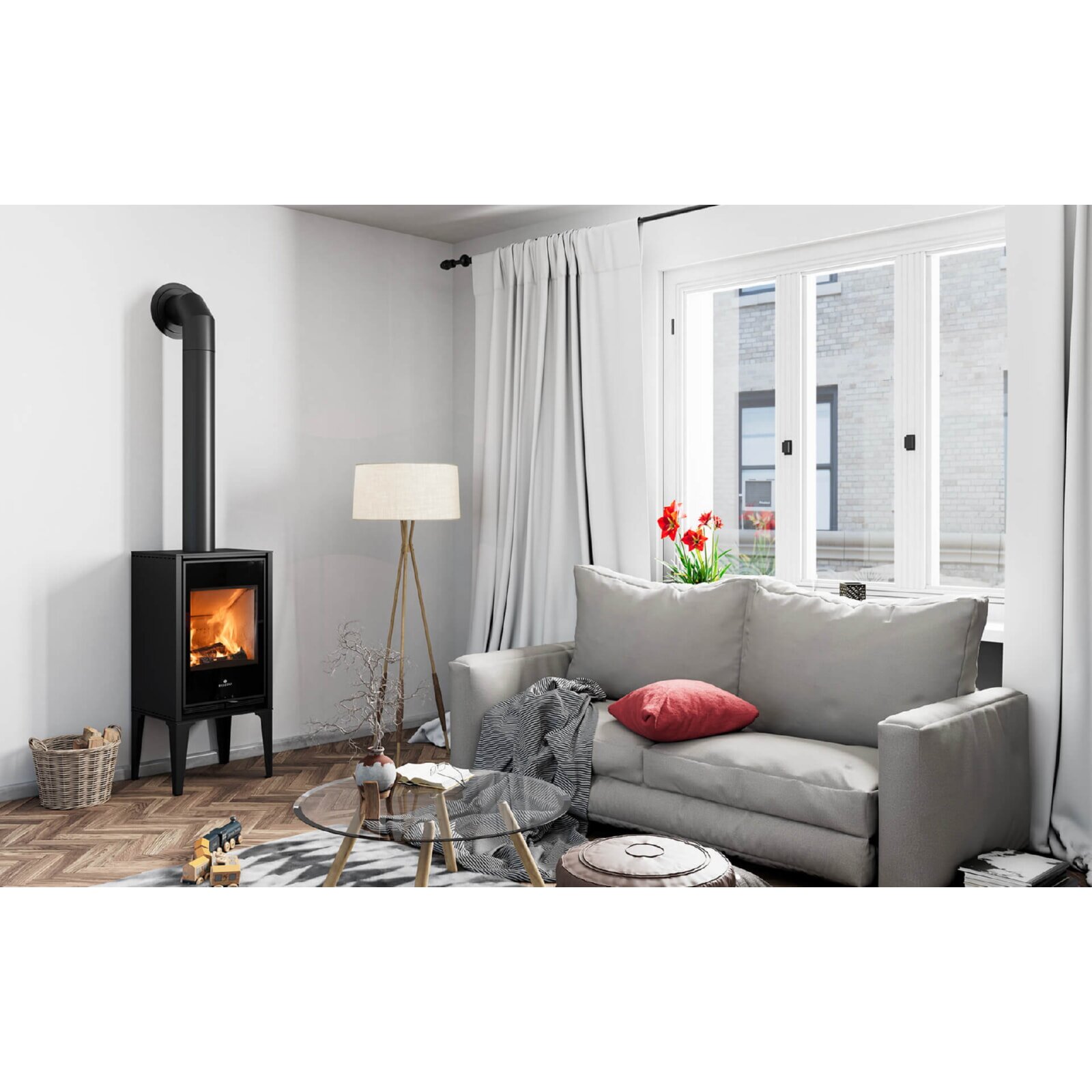 Kaminofen Rizzoli - Serie X - Dateo - 7,7 kW - Schwarz lackiert