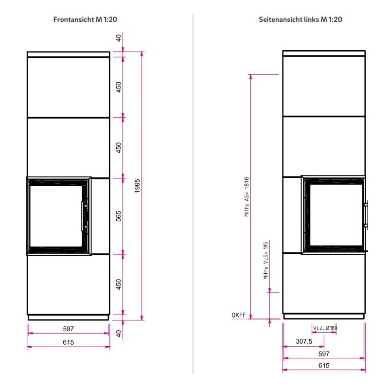 Kaminbausatz Camina S23 GO-Line - 2 kW - Grundofen-Wärmespeicheranlage
