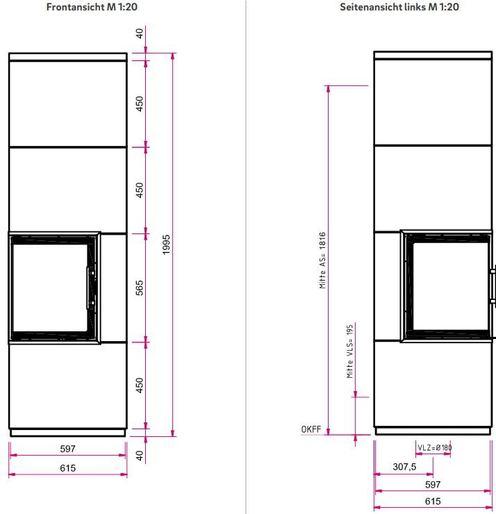 Kaminbausatz Camina S23 GO-Line - 2 kW - Grundofen-Wärmespeicheranlage