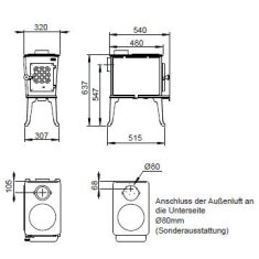 Kaminofen Gussofen Jotul F 602 ECO - 4,9 kW - schwarz lackiert (BP)
