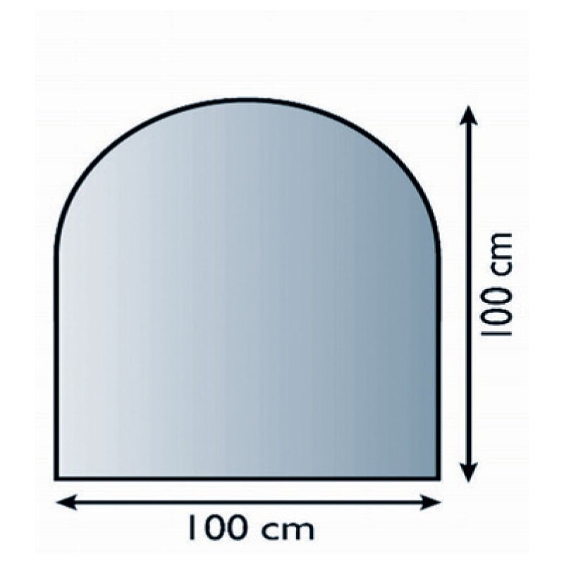 Bodenplatte Glas ESG 6mm mit Facette Rundbogen 1000 x 1000 mm