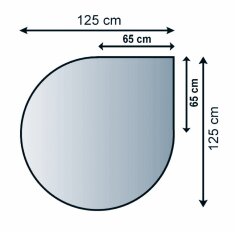 Bodenplatte Glas ESG 6mm mit Facette Tropfen 1250 x 1250 mm