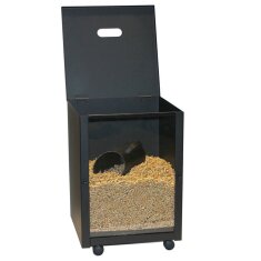 Pelletbehälter auf Rollen, eckig schwarz beschichtet...