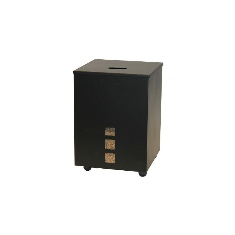 Pelletbehälter schwarz, eckig, schwarz beschichtet - 30kg