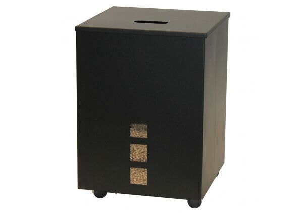 Pelletbehälter schwarz, eckig, schwarz beschichtet - 30kg