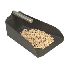 Pelletschaufel schwarz mit Edelstahlgriff