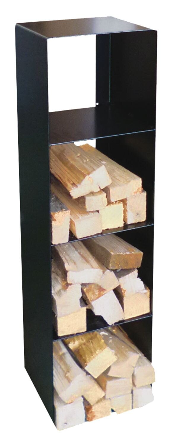 Kaminholzregal schwarz mit 4 Fächern