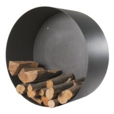 Kaminholzregal zur Wandbefestigung, rund, schwarz