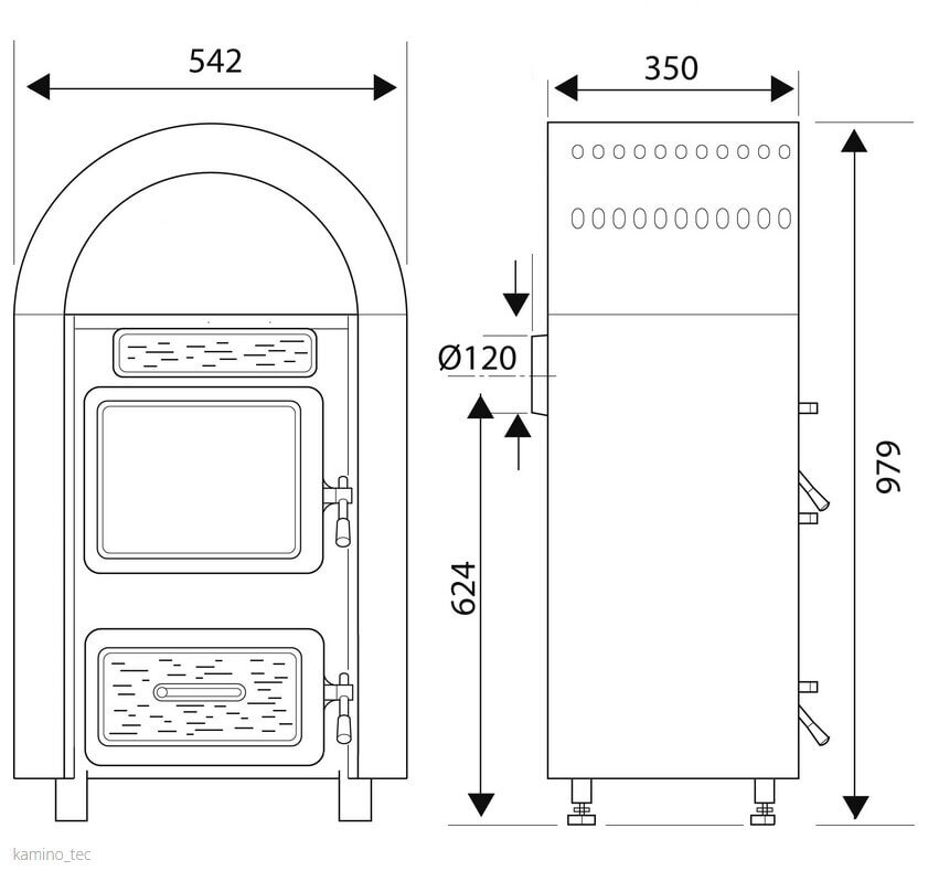 Kaminofen Wamsler Kamino 109-6 F/A, Hintenanschluss - 6 kW