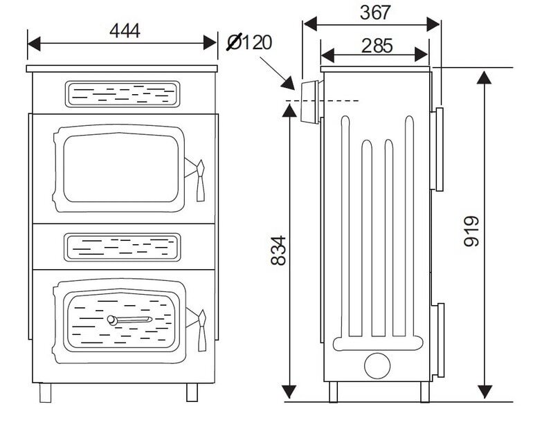 Kaminofen Wamsler Werkstattofen WO 109-8 F - Anschluss hinten - 8 kW