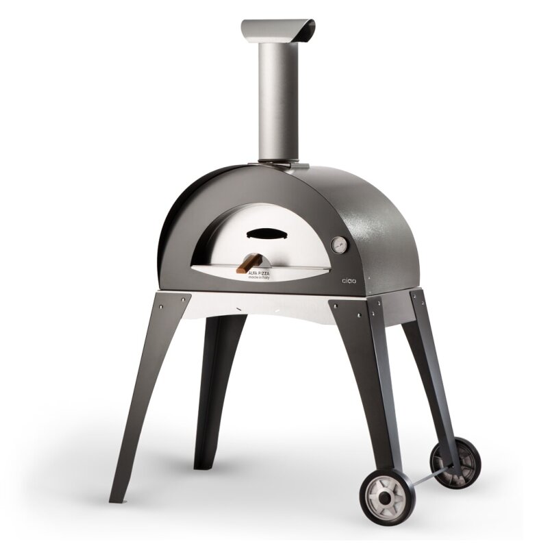 Pizza Holzofen Alfa Pizza Ciao mit Unterbau - Grau