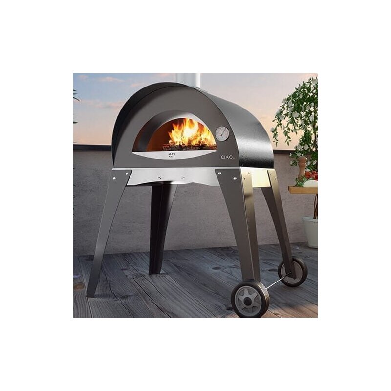Pizza Holzofen Alfa Pizza Ciao mit Unterbau - Grau