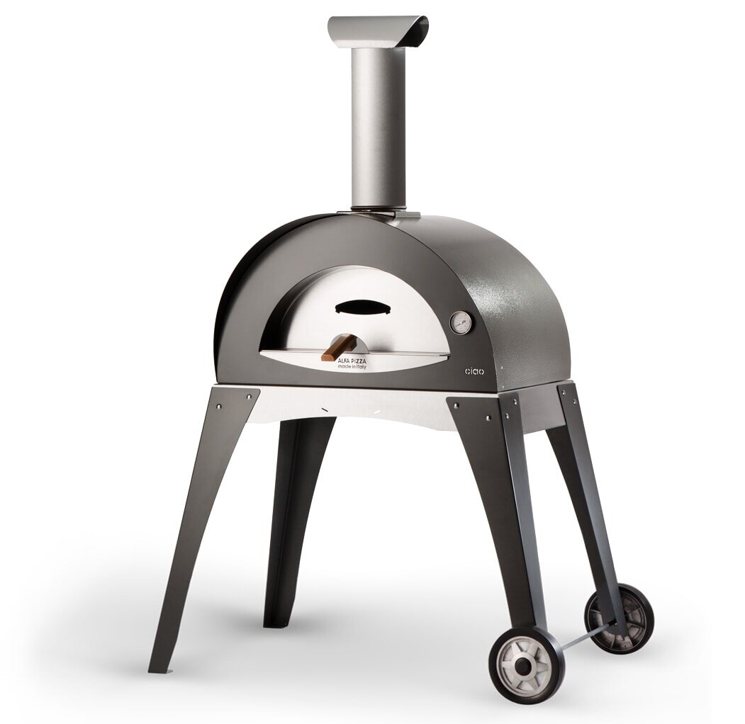 Pizza Holzofen Alfa Pizza Ciao mit Unterbau - Grau