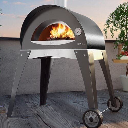 Pizza Holzofen Alfa Pizza Ciao mit Unterbau - Grau