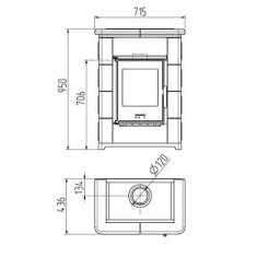 Kaminofen Wamsler Montafon - 7 kW -  Schwarz / Keramik Beige