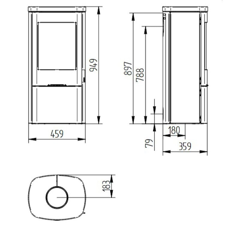 Kaminofen Jydepejsen Senza - Grey Wood Sandstein - 5,3 kW
