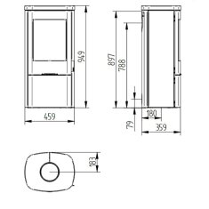 Kaminofen Jydepejsen Senza - dunkler Sandstein - 5,3 kW