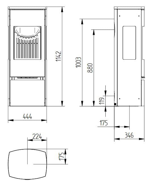 Kaminofen Jydepejsen Bella mit Seitenfenster - 5 kW