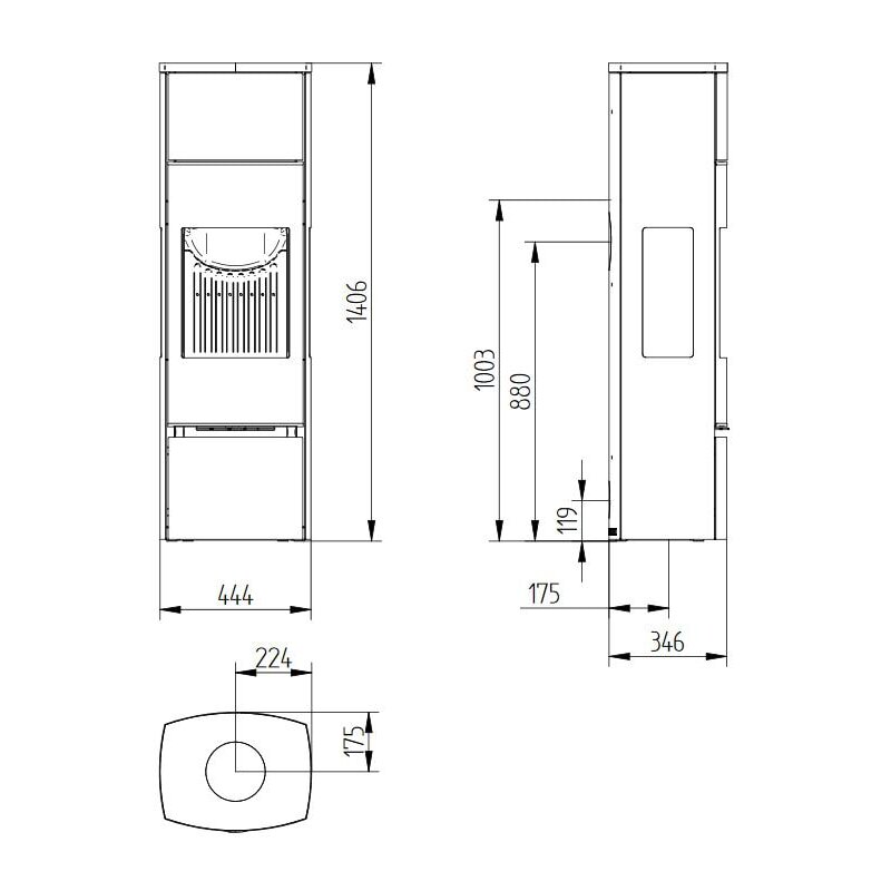 Kaminofen Jydepejsen Bella high mit Seitenfenster - 5 kW