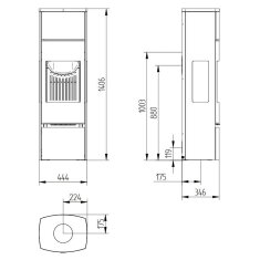 Kaminofen Jydepejsen Bella high mit Seitenfenster - 5 kW