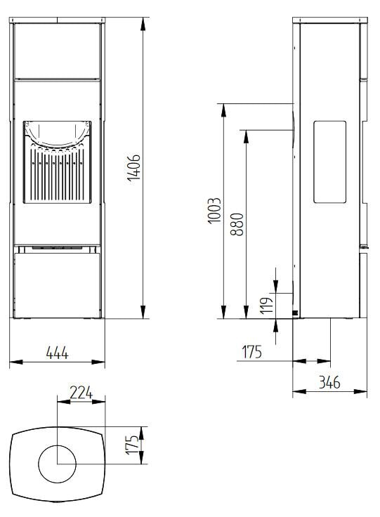 Kaminofen Jydepejsen Bella high mit Seitenfenster - 5 kW