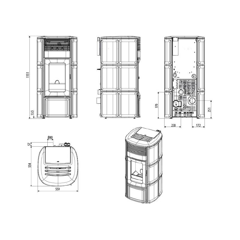 Pelletofen wassergeführt MCZ SUITE Hydromatic 18 R M2 (Anschluss hinten) - Maestro+ - 18 kW