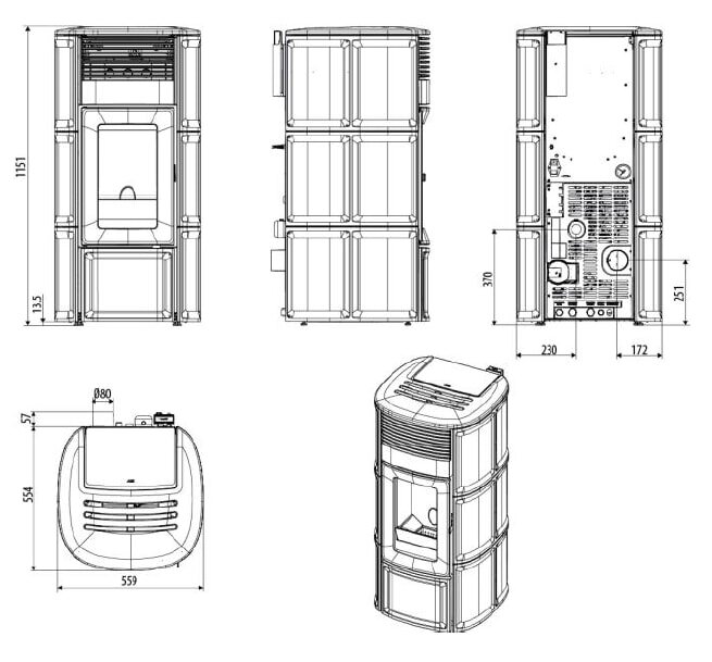Pelletofen wassergeführt MCZ SUITE Hydromatic 18 R M2 (Anschluss hinten) - Maestro+ - 18 kW