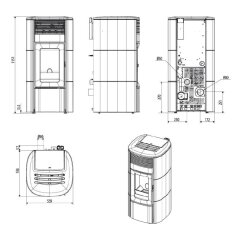 Pelletofen wassergef&uuml;hrt MCZ CLUB Hydromatic 18 R M2 (Anschluss hinten) - Maestro+ - 18 kW
