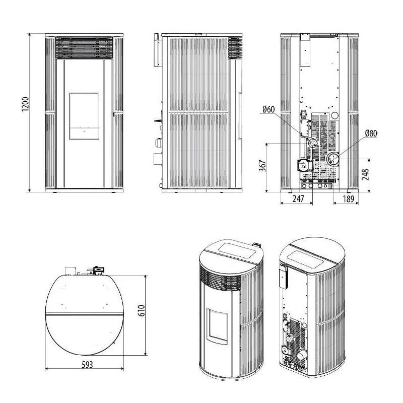 Pelletofen wassergeführt MCZ PAD Hydromatic 18 R (Anschluss hinten) M2 - Maestro+ - 18 kW
