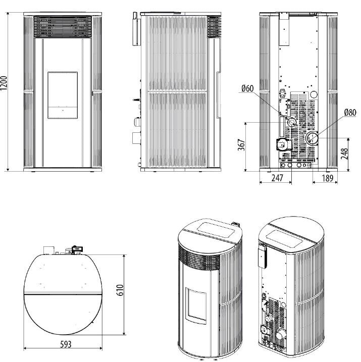 Pelletofen wassergeführt MCZ PAD Hydromatic 18 R (Anschluss hinten) M2 - Maestro+ - 18 kW