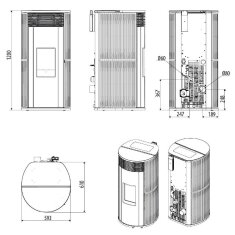 Pelletofen wassergef&uuml;hrt MCZ PAD Hydromatic 24 R M2 (Anschluss hinten) - Maestro+ - 24 kW
