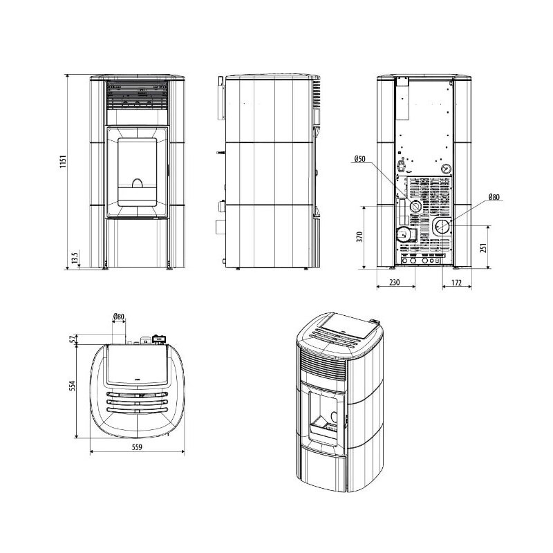 Pelletofen wassergeführt MCZ SUITE Hydromatic 24 R M2 (Anschluss hinten) - Maestro+ - 24 kW