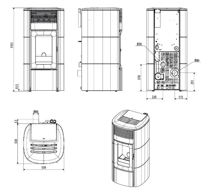 Pelletofen wassergeführt MCZ SUITE Hydromatic 24 R M2 (Anschluss hinten) - Maestro+ - 24 kW