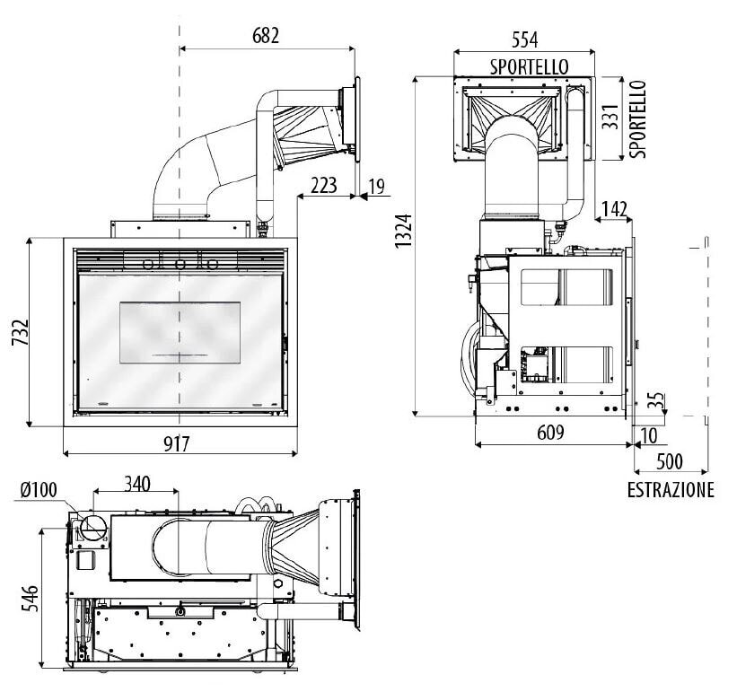 Pelleteinsatz wassergeführt MCZ VIVO 90 Hydromatic 16 M1 - 16 kW